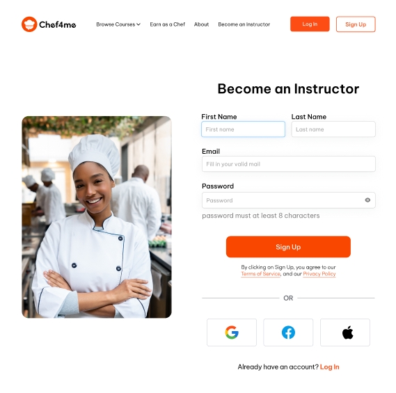 Become an instructor on chef4me learning hub