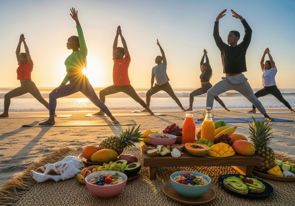 Sunrise Yoga and Healthy Breakfast Combination witth friends